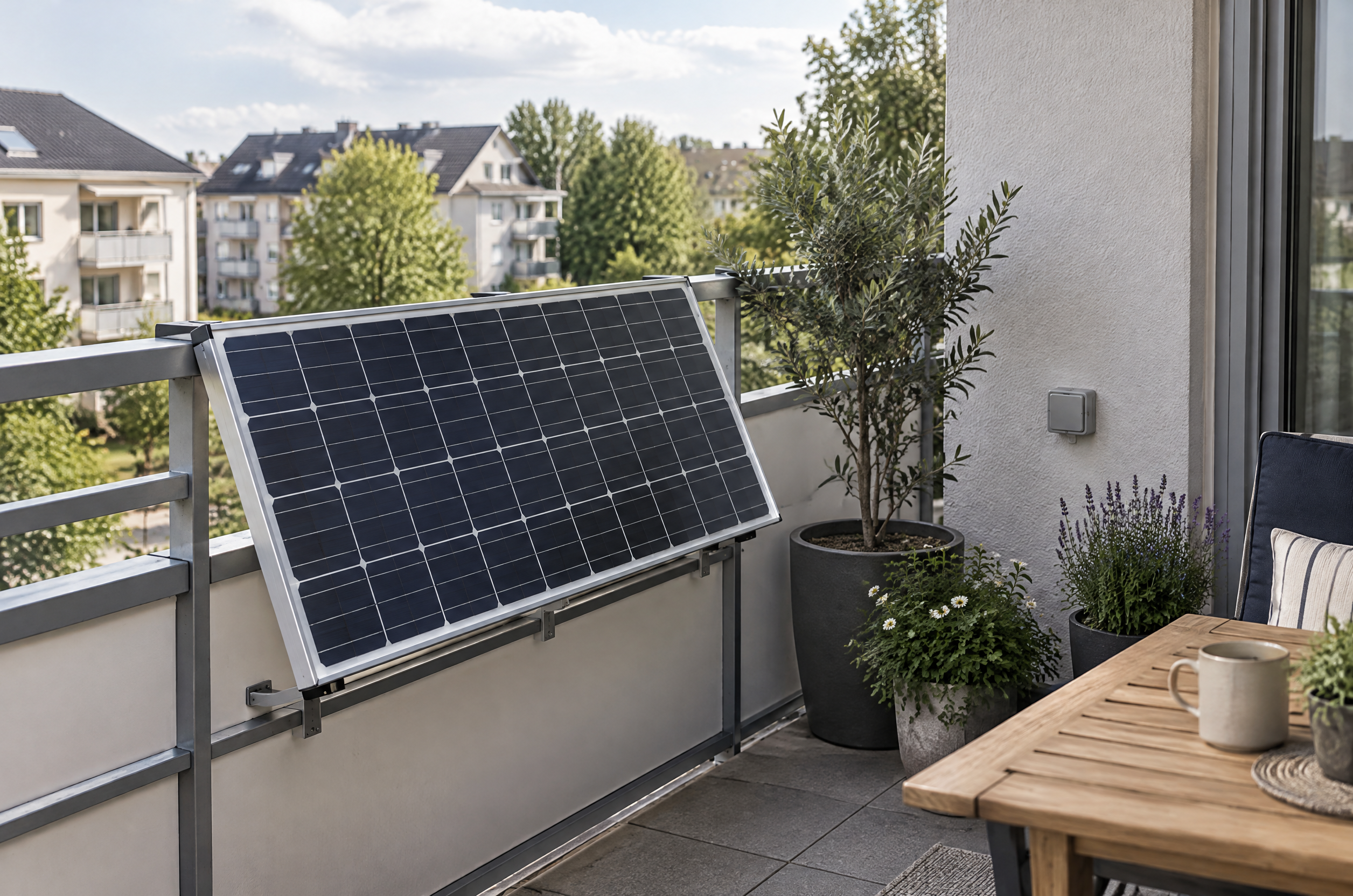 Illustrative Darstellung zum Ratgeberthema Steckersolar und alte Hauselektrik: Anschluss prüfen, Stromkreis anpassen oder einen anderen Platz wählen?