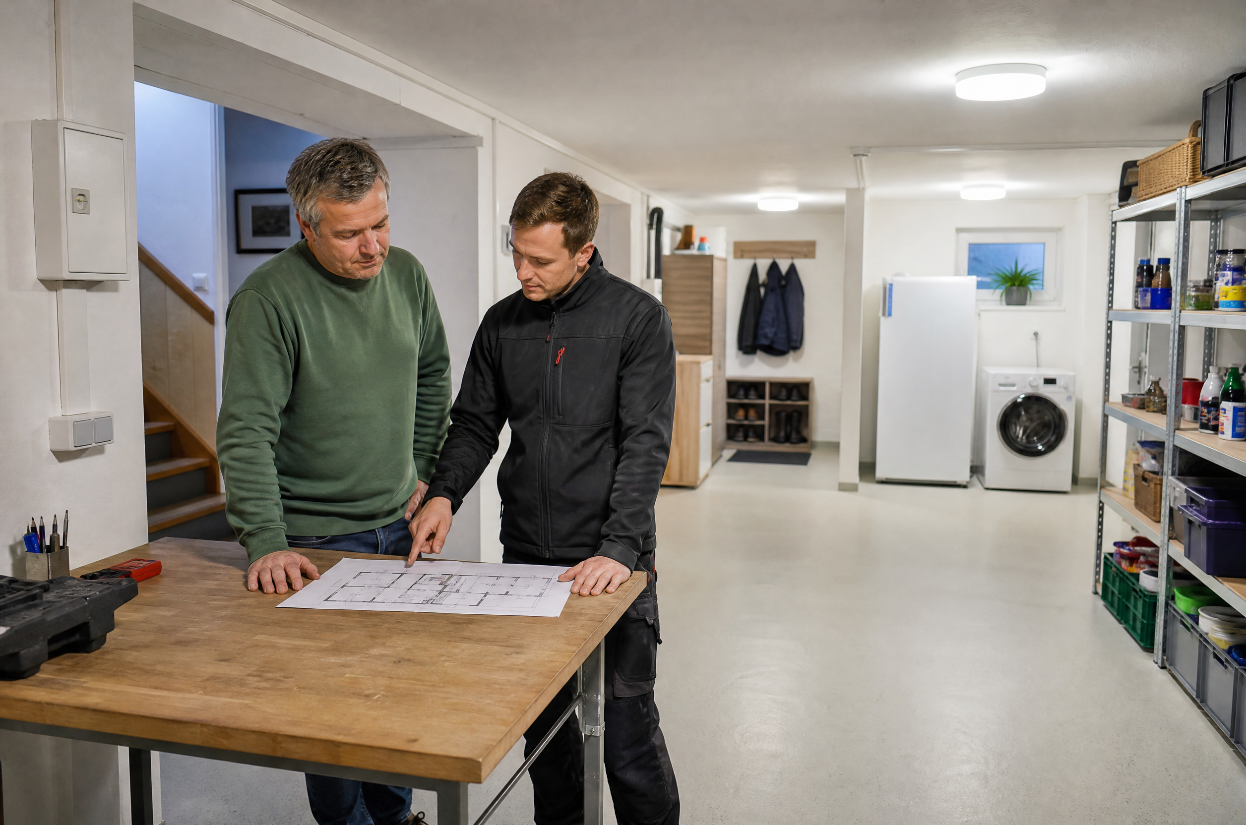 Illustrative Darstellung zum Ratgeberthema Elektroinstallation für Werkstattmaschinen: Einzelanschluss oder neue Unterverteilung?